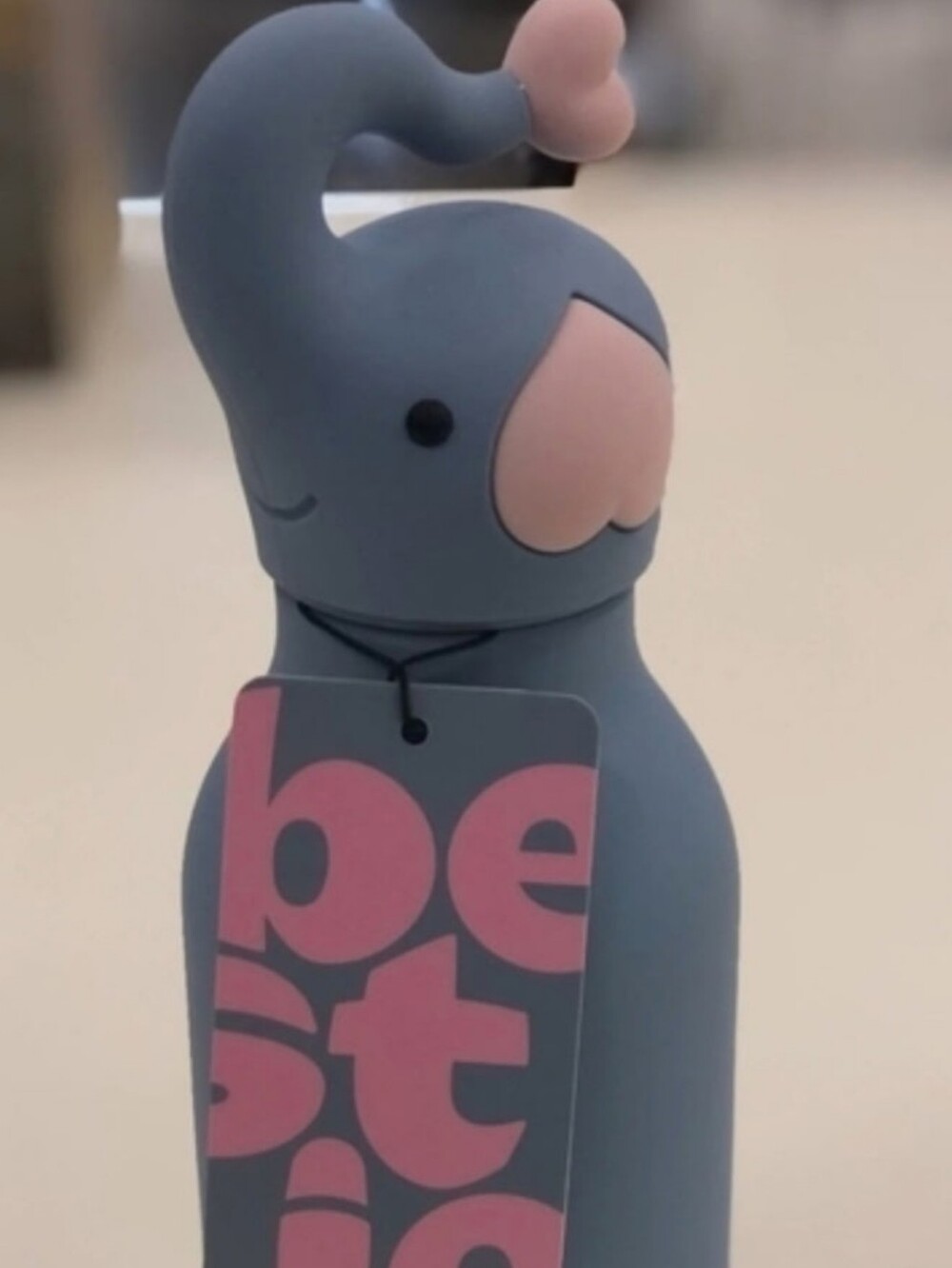 Bestie Gray & Pink Elephant 16 OZ Water Bottle